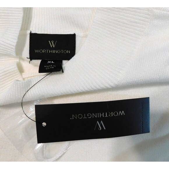 Worthington Mock Neck Sweater Womens XL Ivory Cream Sleeveless Soft Knit New - Picture 5 of 5